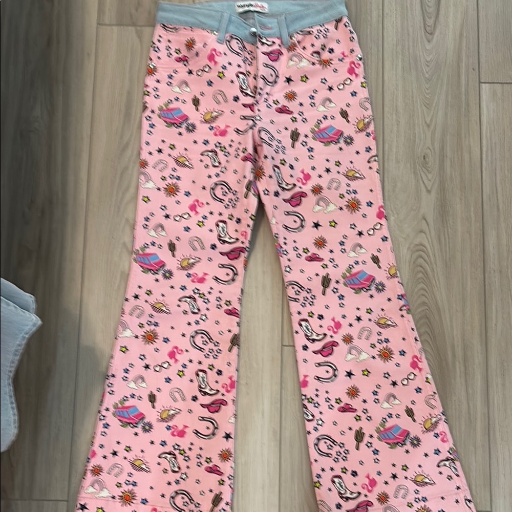 Wrangler Pink and Blue Pajama Bottoms with Playful Print